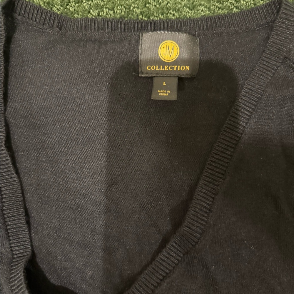 JM Collection Black Long Sleeve Tee sweater with silver studs on sleeve - Picture 5 of 14